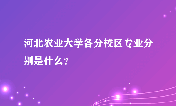 河北农业大学各分校区专业分别是什么？