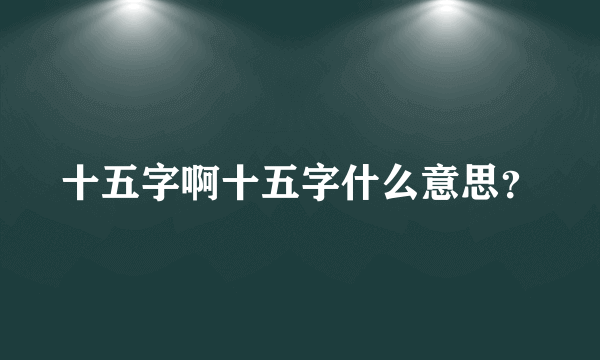 十五字啊十五字什么意思？