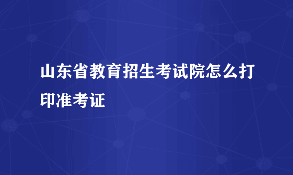 山东省教育招生考试院怎么打印准考证