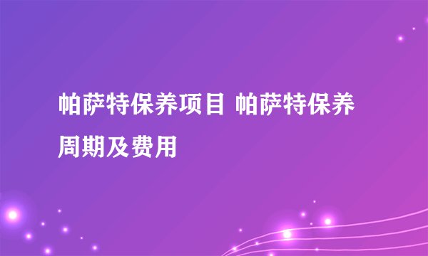 帕萨特保养项目 帕萨特保养周期及费用
