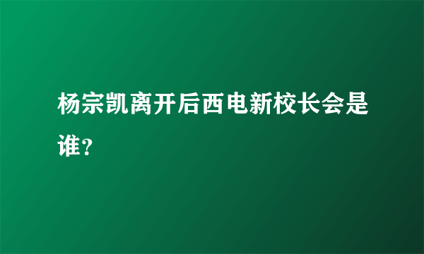 杨宗凯离开后西电新校长会是谁？