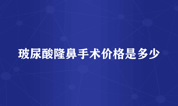 玻尿酸隆鼻手术价格是多少