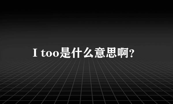 I too是什么意思啊？