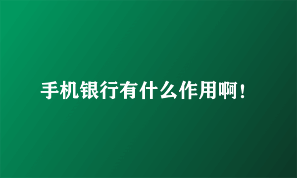 手机银行有什么作用啊！