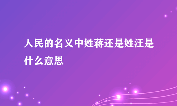 人民的名义中姓蒋还是姓汪是什么意思