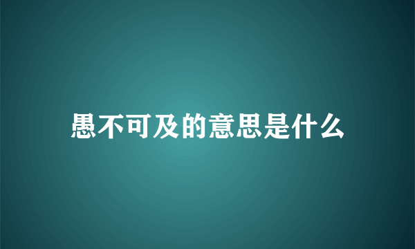 愚不可及的意思是什么