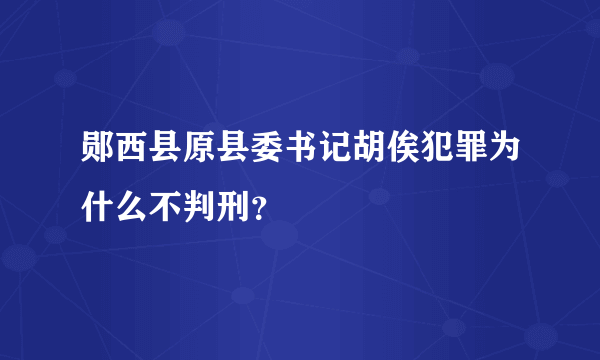 郧西县原县委书记胡俟犯罪为什么不判刑？