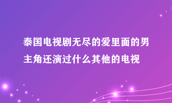 泰国电视剧无尽的爱里面的男主角还演过什么其他的电视