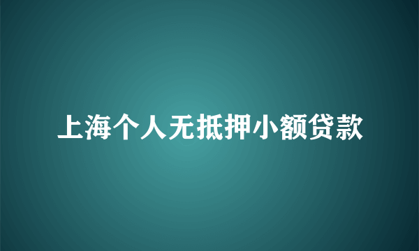 上海个人无抵押小额贷款