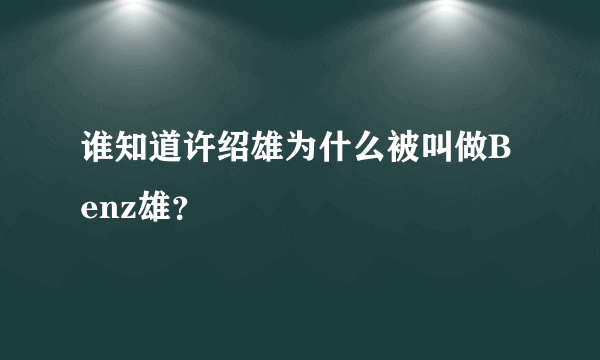 谁知道许绍雄为什么被叫做Benz雄？