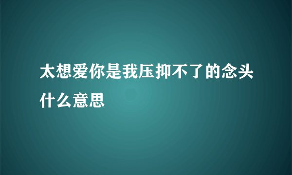 太想爱你是我压抑不了的念头什么意思