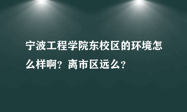 宁波工程学院东校区的环境怎么样啊？离市区远么？