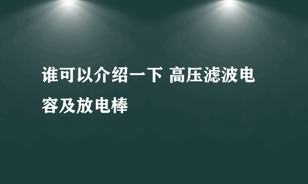 谁可以介绍一下 高压滤波电容及放电棒