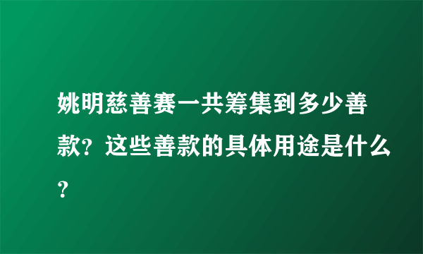 姚明慈善赛一共筹集到多少善款？这些善款的具体用途是什么？
