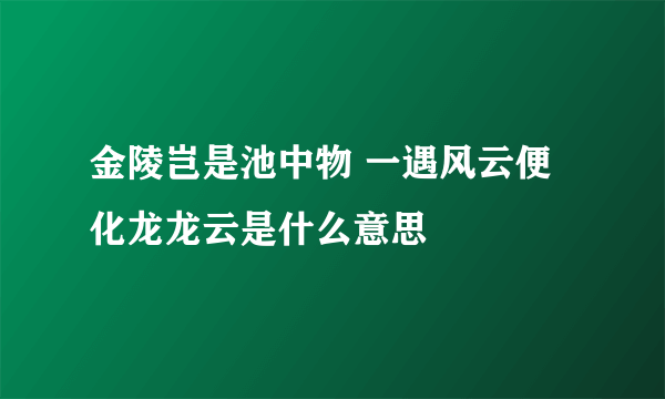 金陵岂是池中物 一遇风云便化龙龙云是什么意思