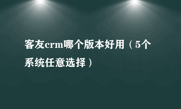 客友crm哪个版本好用（5个系统任意选择）