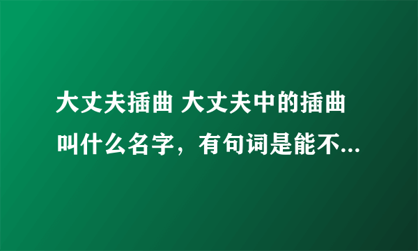 大丈夫插曲 大丈夫中的插曲叫什么名字，有句词是能不能不想你！