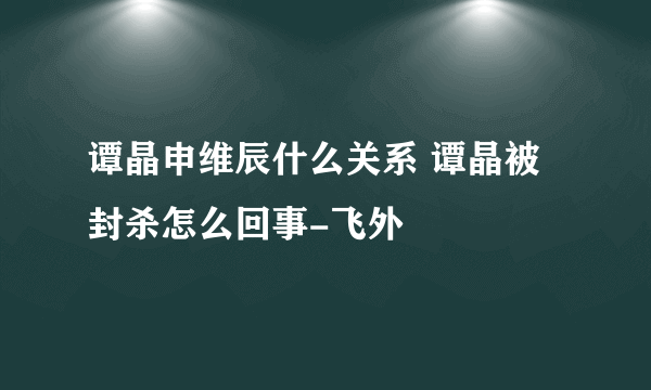 谭晶申维辰什么关系 谭晶被封杀怎么回事-飞外
