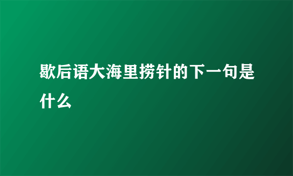 歇后语大海里捞针的下一句是什么