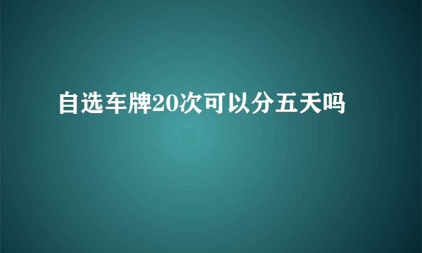自选车牌20次可以分五天吗