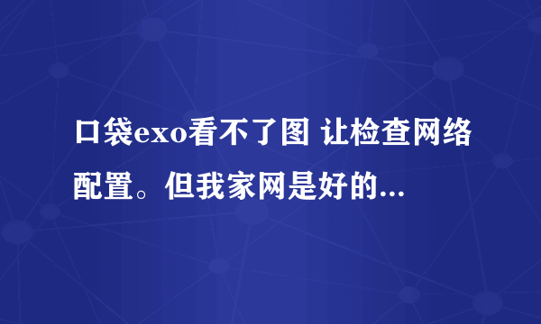 口袋exo看不了图 让检查网络配置。但我家网是好的 口袋bigbang也是这种状况 老说网络不稳