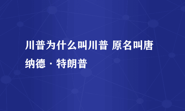 川普为什么叫川普 原名叫唐纳德·特朗普