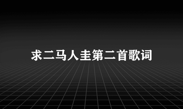 求二马人圭第二首歌词