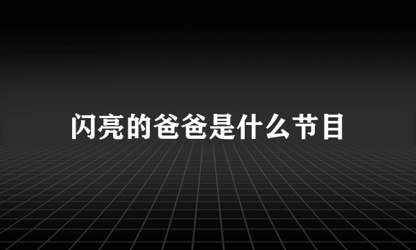 闪亮的爸爸是什么节目