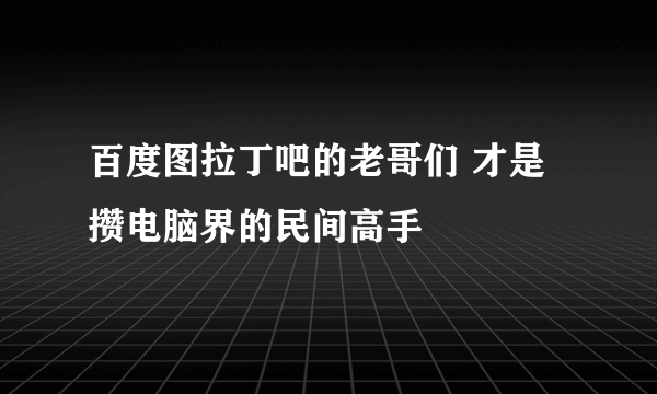 百度图拉丁吧的老哥们 才是攒电脑界的民间高手