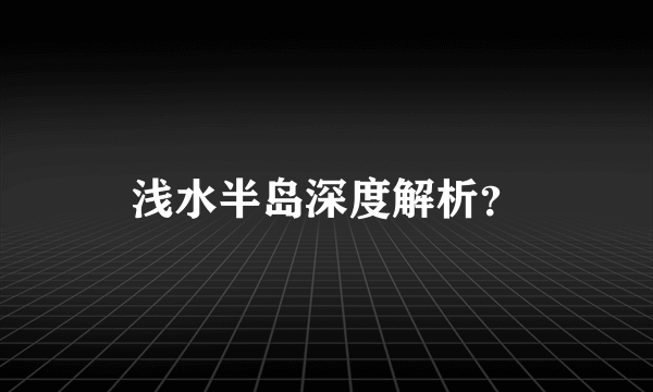 浅水半岛深度解析？