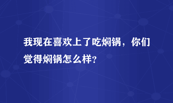 我现在喜欢上了吃焖锅，你们觉得焖锅怎么样？
