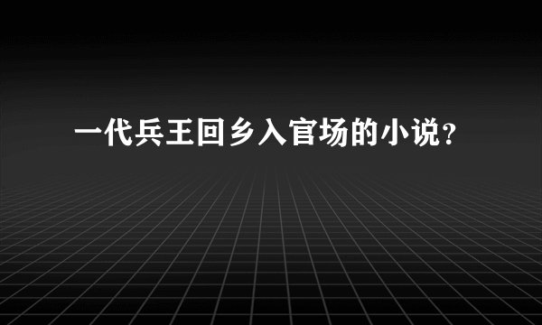 一代兵王回乡入官场的小说？