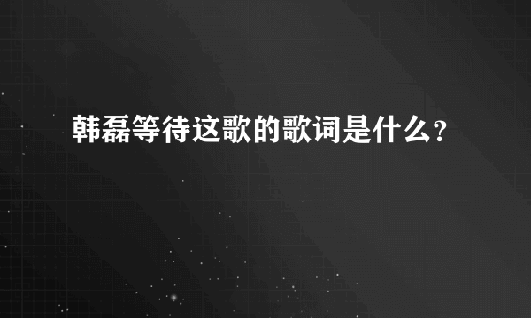 韩磊等待这歌的歌词是什么？
