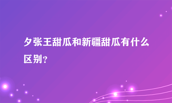 夕张王甜瓜和新疆甜瓜有什么区别？