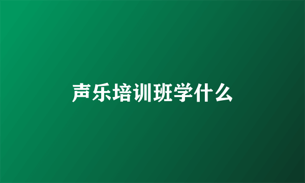 声乐培训班学什么