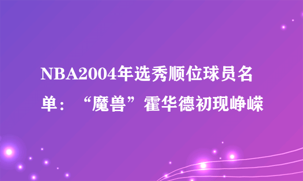 NBA2004年选秀顺位球员名单：“魔兽”霍华德初现峥嵘