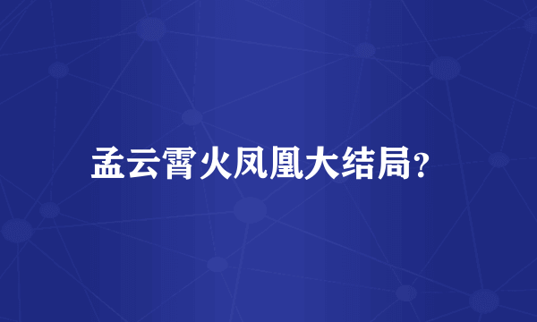 孟云霄火凤凰大结局？