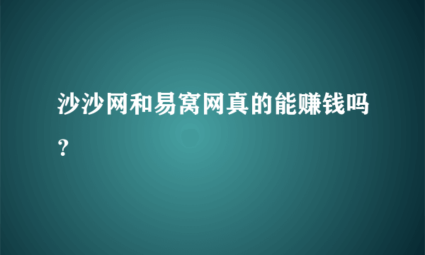 沙沙网和易窝网真的能赚钱吗？