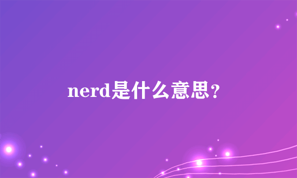 nerd是什么意思？