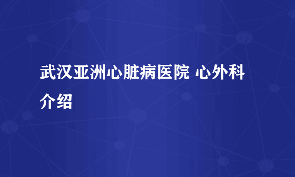 武汉亚洲心脏病医院 心外科介绍