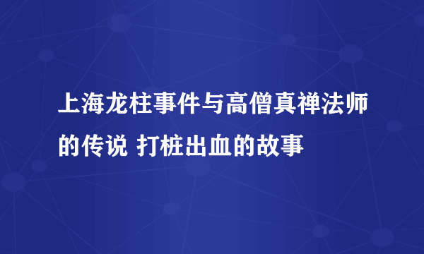 上海龙柱事件与高僧真禅法师的传说 打桩出血的故事