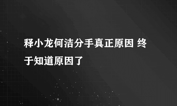 释小龙何洁分手真正原因 终于知道原因了