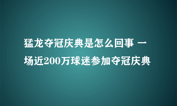 猛龙夺冠庆典是怎么回事 一场近200万球迷参加夺冠庆典