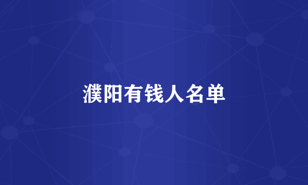 濮阳有钱人名单