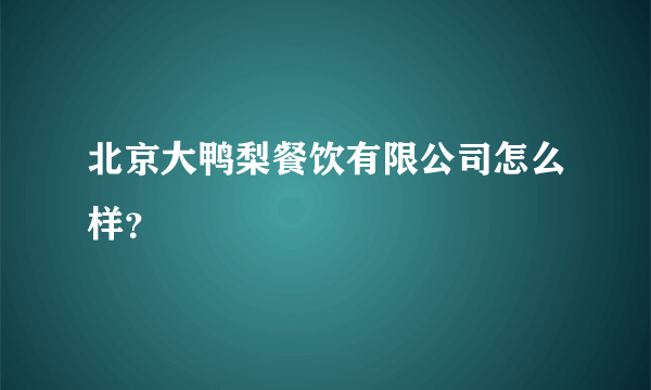 北京大鸭梨餐饮有限公司怎么样？