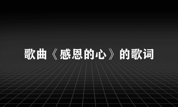 歌曲《感恩的心》的歌词