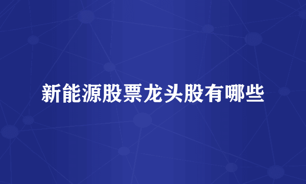 新能源股票龙头股有哪些