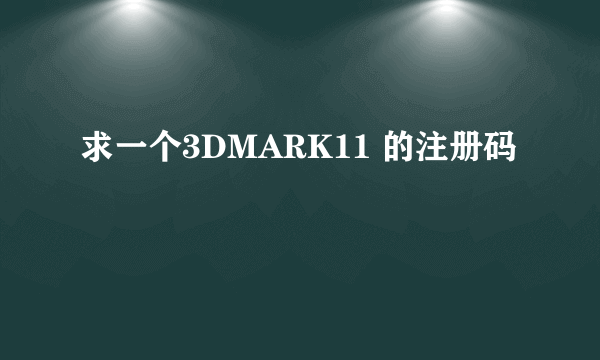 求一个3DMARK11 的注册码