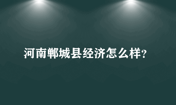 河南郸城县经济怎么样？