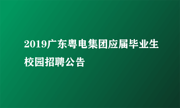 2019广东粤电集团应届毕业生校园招聘公告